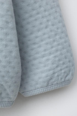 ZARA СТЕГАНАЯ КУРТКА С ВЫШИВКОЙ БУКЛЕ, ГОЛУБОЙ