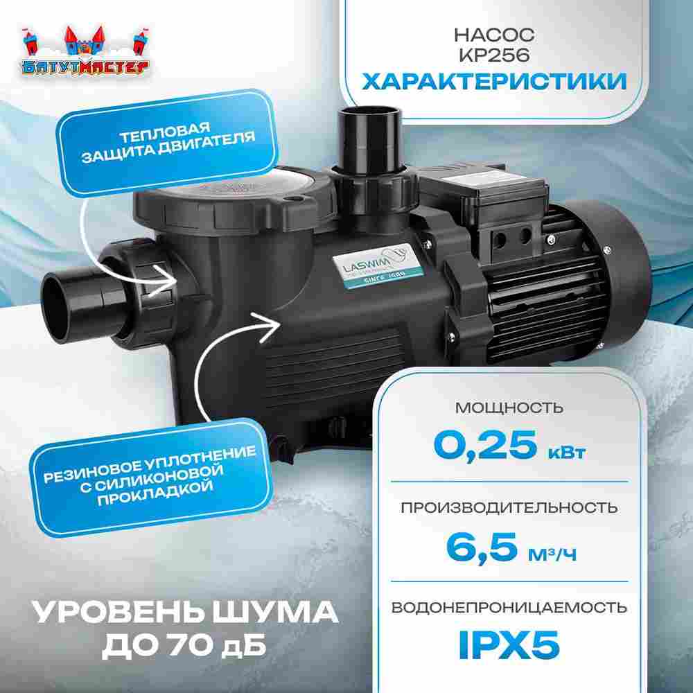 Песочный фильтр для бассейна до 52 м³ с насосом KP256, до 30 кг песка, 6,5 м³/ч, WL-ADG400Е