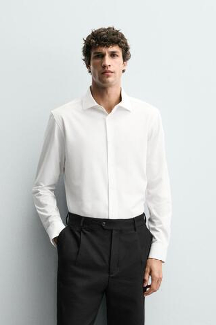 ZARA РУБАШКА REGULAR-FIT, БЕЛЫЙ
