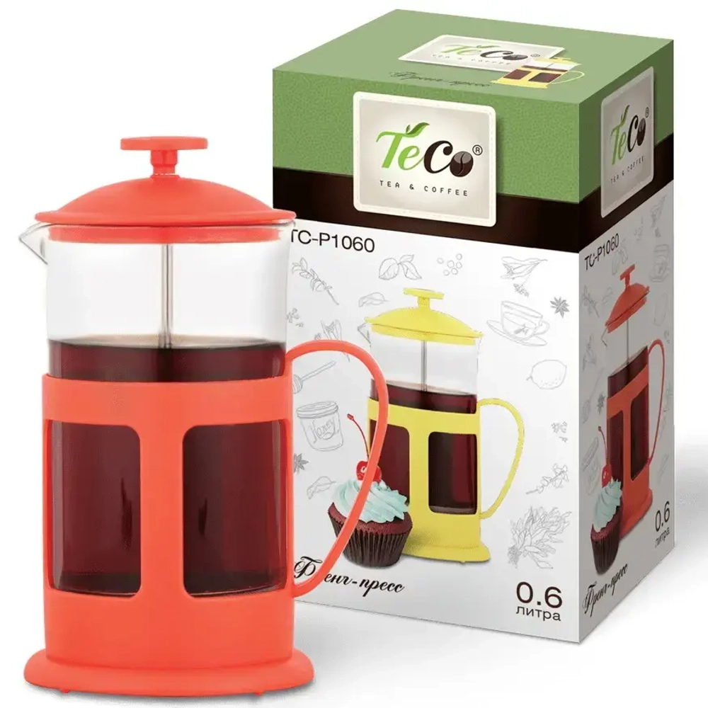 Френч-пресс 600мл «TECO» красный
