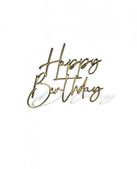 Топпер на торец "Happy Birthday №4" 10 см., золото