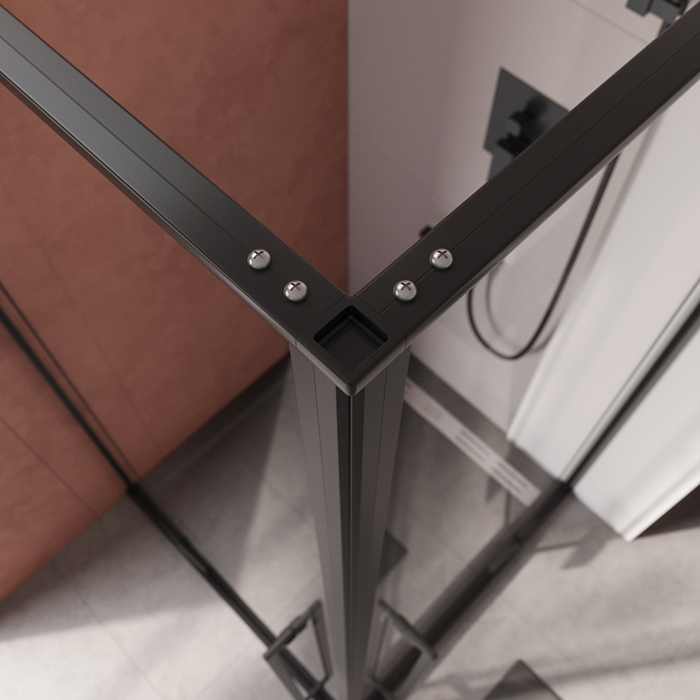 Душевой уголок Cezares LINER-A-2-90-C-NERO, 90х90х195, профиль черный матовый, стекло прозрачное