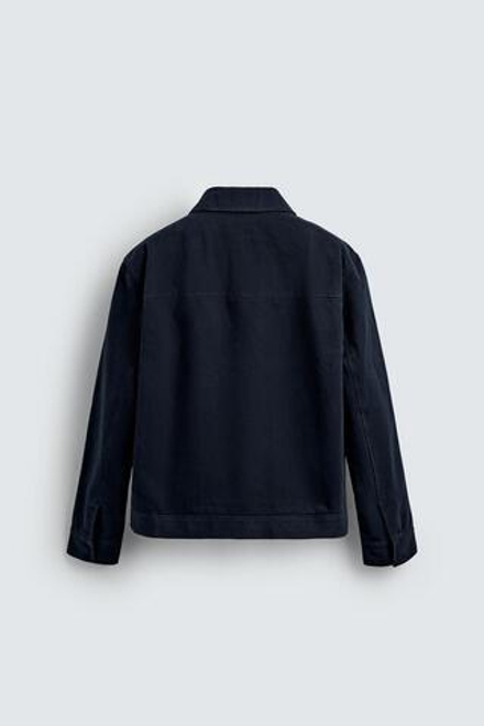 ZARA КУРТКА-РУБАШКА ИЗ ТКАНИ С РЕЛЬЕФОМ НА МОЛНИИ, МОРСКОЙ СИНИЙ