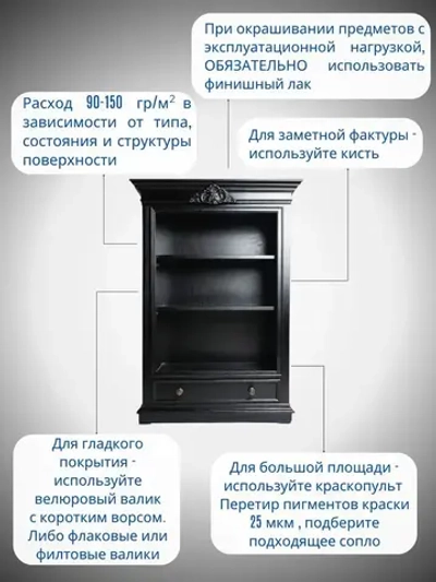 Краска для мебели и декора меловая РЕМАКОР без запаха, матовая быстросохнущая, для кухни дверей дерева, для окраски обоев стен и потолков, цвет Чёрный графит, 800 гр.