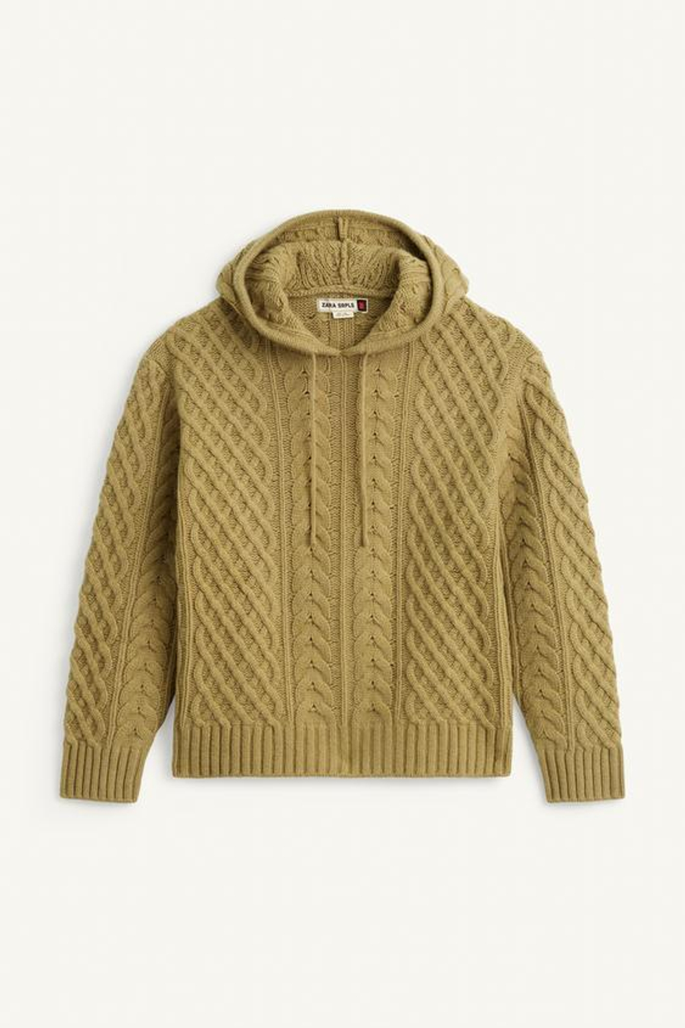 ZARA ТРИКОТАЖНЫЙ ДЖЕМПЕР СВОБОДНОГО КРОЯ ИЗ ШЕРСТИ, СВЕТЛО-ЗЕЛЕНЫЙ