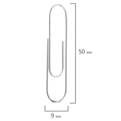 Скрепки большие EXTRA BRAUBERG 50 мм никелированные 50 штук, 271314