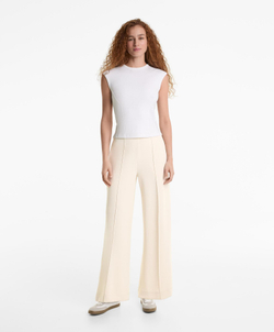 Oysho Футболка с короткими рукавами в рубчик из хлопка и модала, белый