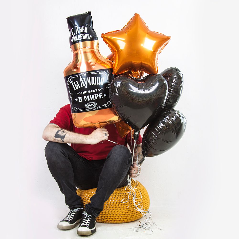 Шар (32"/81 см) Фигура, Бутылка Виски, Лучший В Мире, №1, 1 шт. в упак.