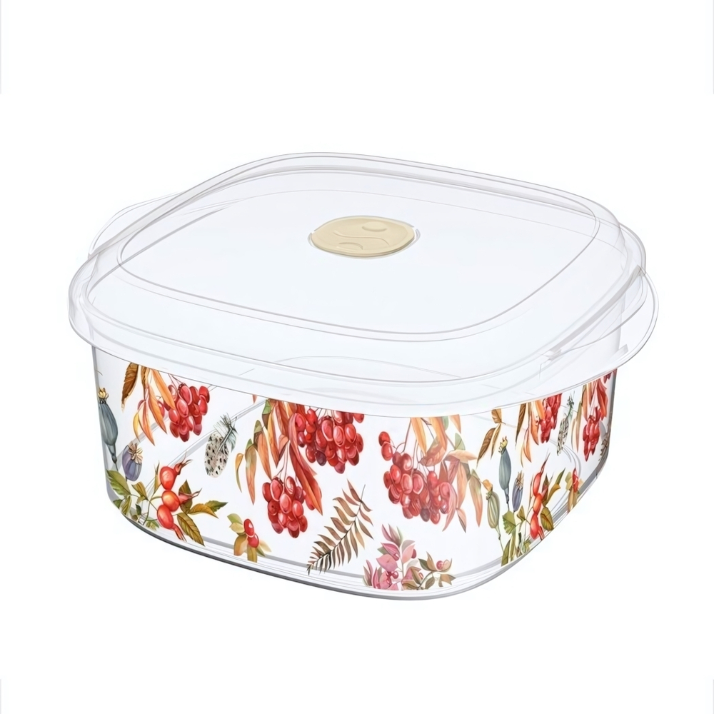 Емкость для СВЧ 1,6л с клапаном с декором (бесцветный)