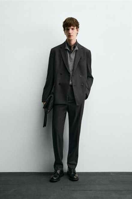 ZARA КОСТЮМНЫЕ БРЮКИ SLIM FIT, АНТРАЦИТОВО-СЕРЫЙ