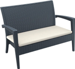 Диван пластиковый плетеный двухместный с подушкой Siesta Contract Miami Lounge Sofa, антрацит