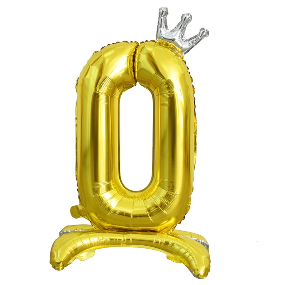 Шар фольгированный Цифра 0 81 см (Золотой)