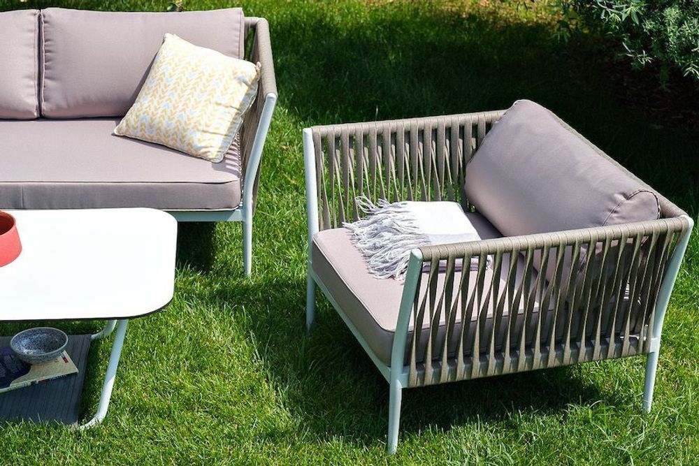 "Касабланка" лаунж-зона плетеная из роупа 4-местная, цвет серо-коричневый