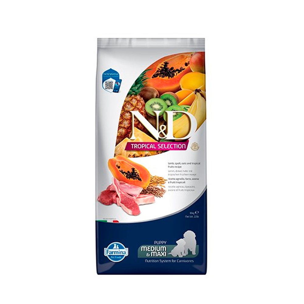 Сухой корм для щенков средних и крупных пород с ягнёнком Farmina N&D Tropical Selection 10 кг