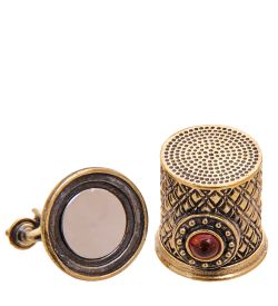 AM-3565 Наперсток «Телефон Винтаж» (латунь, янтарь)