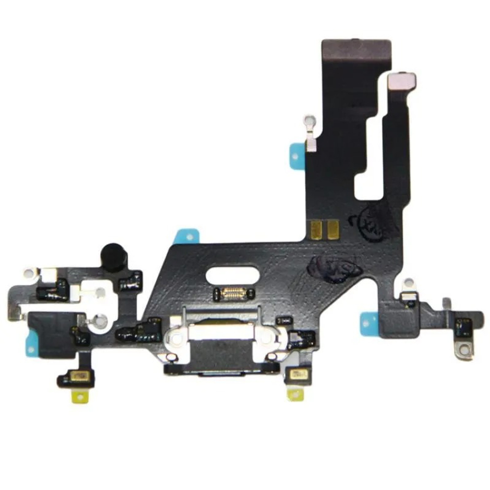 Шлейф для Apple iPhone 11 на системный разъем/микрофон Черный - Премиум