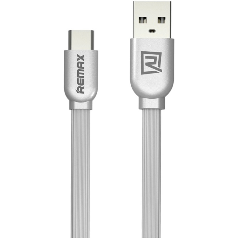Кабель USB - Type-C Remax RC-047a (плоский) Серебро