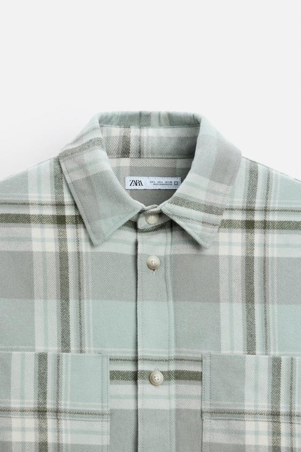 ZARA РУБАШКА ИЗ ФЛАНЕЛИ В КЛЕТКУ, ГОЛУБОЙ