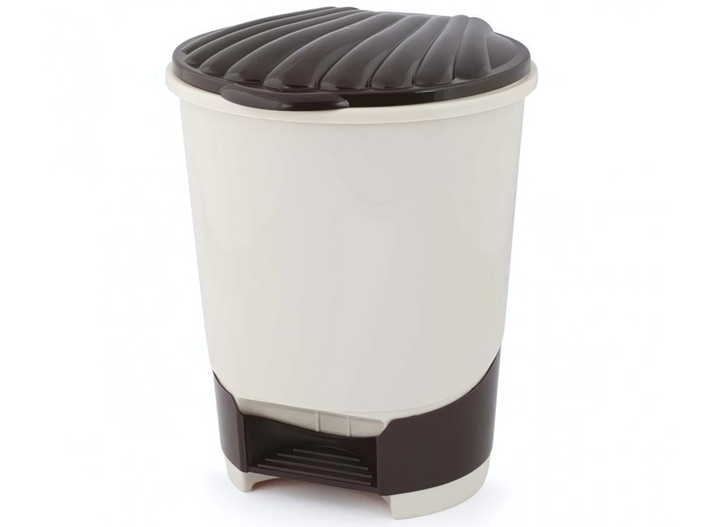 Ведро для мусора 10л с педалью, слоновая кость