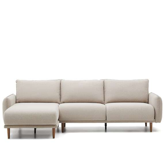 Трехместный модульный диван Carlota с левым/правым шезлонгом, бежевый