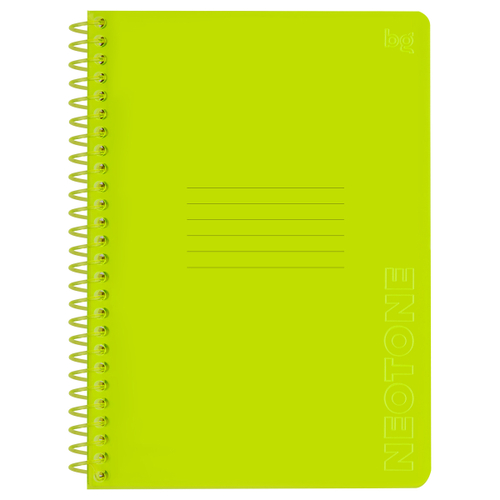 Тетрадь 96л., А5, клетка на пластиковом гребне, BG "Neon. Yellow", пласти