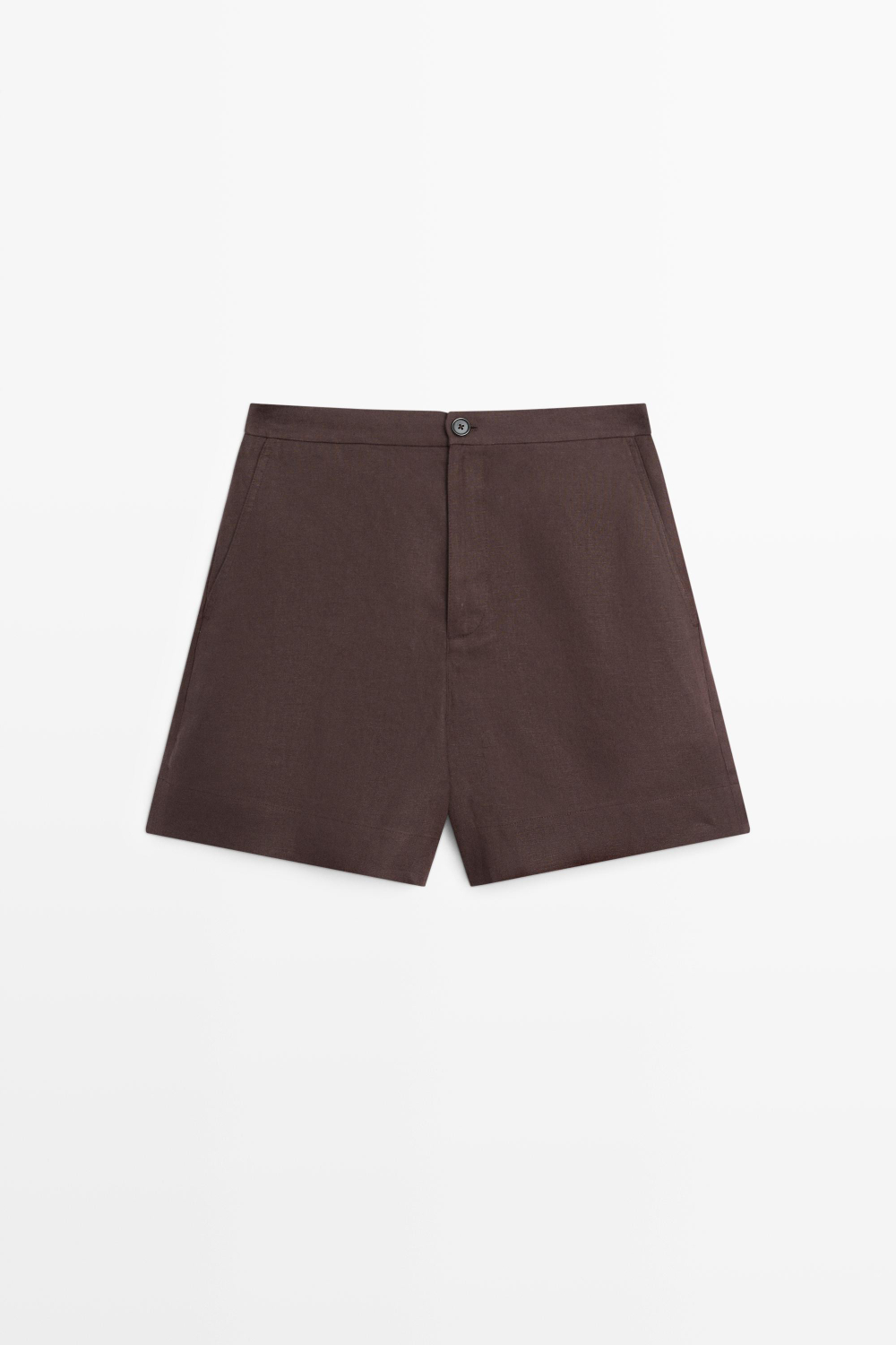 Massimo Dutti Короткие шорты из 100% льна, коричневый