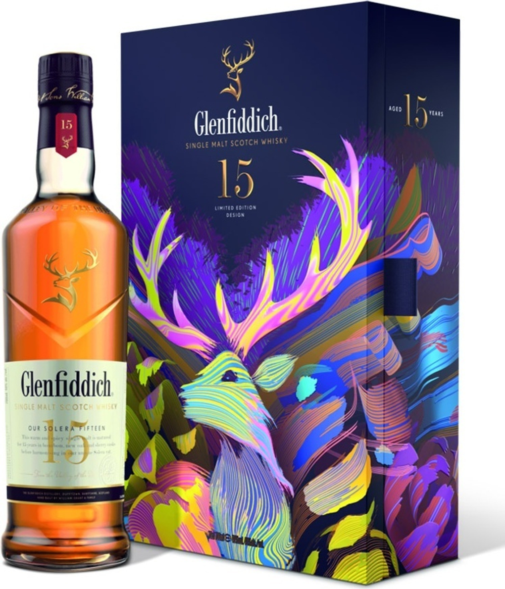 Glenfiddich 15 YO Gift Box с фляжкой 0,7 л.