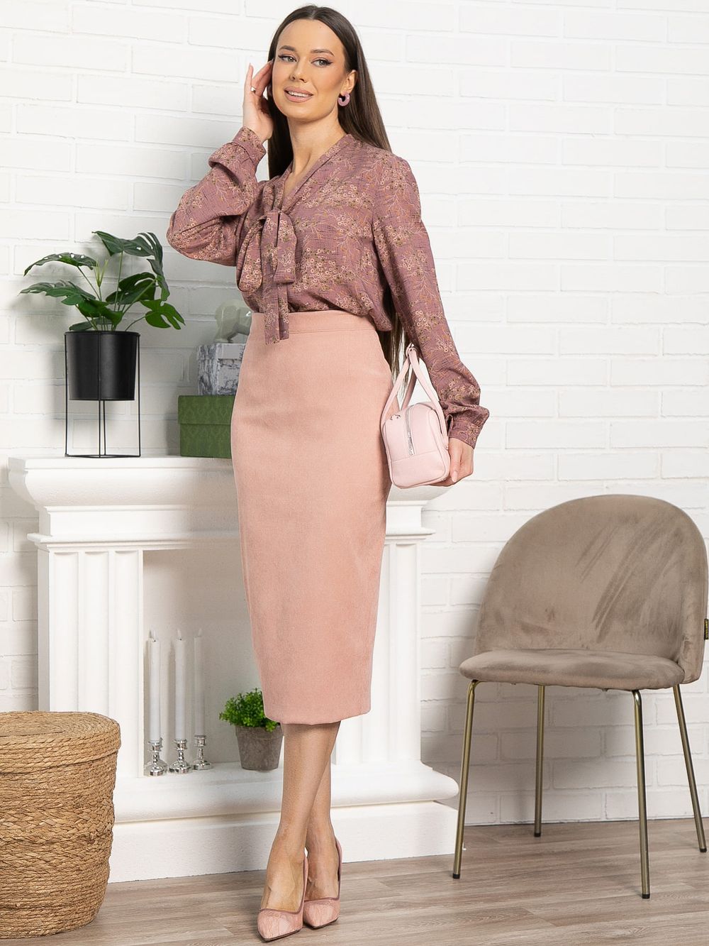 Рубашка с бантом Рузанна (чайная роза) Б15245-10М LT Collection