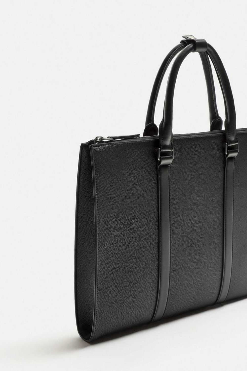 ZARA ПЛОСКИЙ ПОРТФЕЛЬ С ТИСНЕНИЕМ, ЧЕРНЫЙ