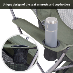 Кресло туристическое Naturehike YL06 складное, 47х36,5х98,5 см, высокая спинка, до 150 кг, зеленое