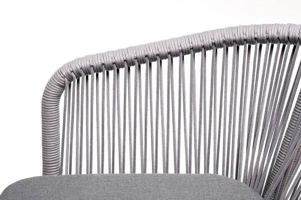 "Малага" обеденная группа на 6 персон со стульями "Марсель", каркас белый, роуп светло-серый