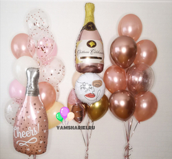 Фигура "Шампанское" конфетти розовое золото