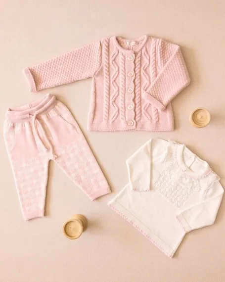 Костюм-тройка Leoking со штанами в клеточку Розовый