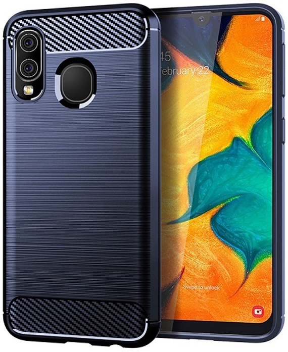 Чехол для Samsung Galaxy A40 цвет Blue (синий), серия Carbon от Caseport