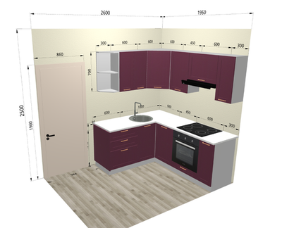 Кухня "Квадро" угловая 1,6 х 1,9 м в корабль