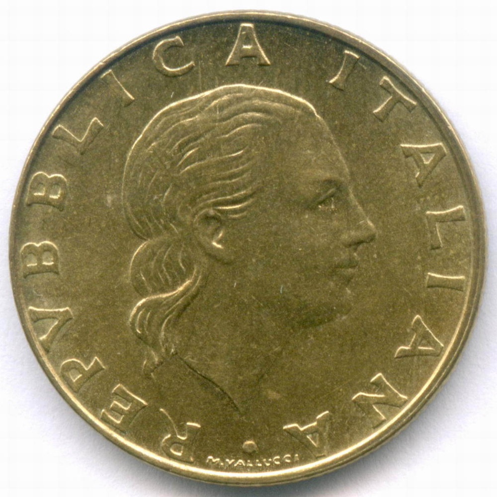 200 лир 1994 год. Италия. 180 лет карабинерам. Алюминиевая бронза, диаметр 24 мм. XF-AU