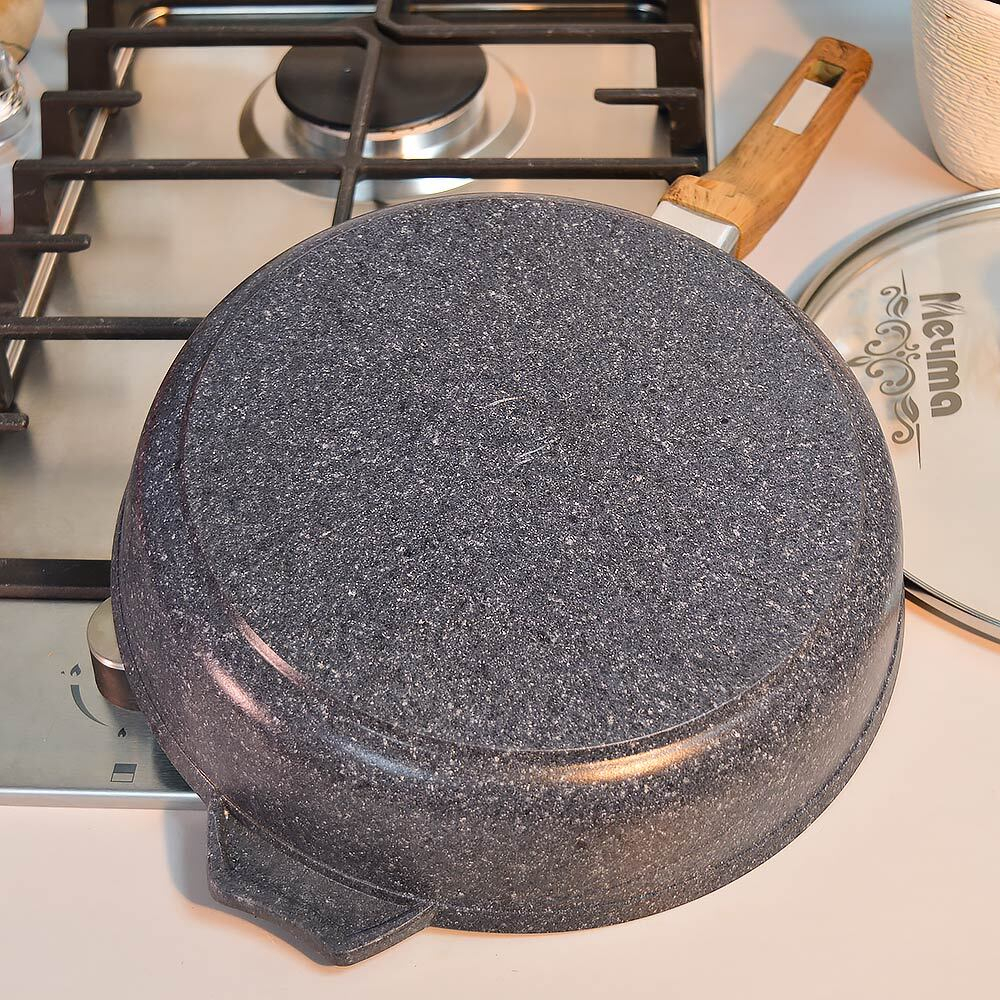 Сковорода 26см Premium blue с несъемной ручкой и стеклянной крышкой