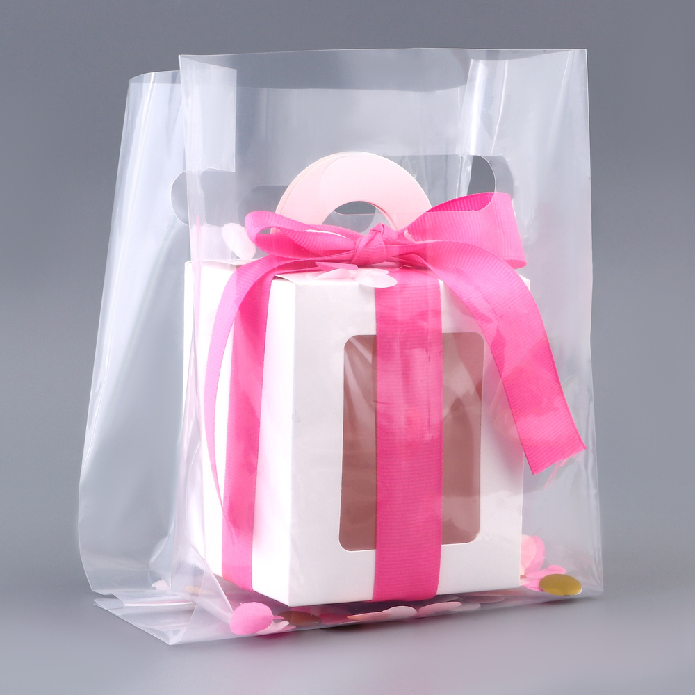 Пакет под кулич/торт/бенто с вырубной ручкой. (Дно 15х15см)