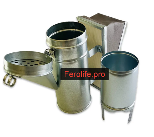 Дымарь для пчел со стаканом и пламегасителем (оцинковка)