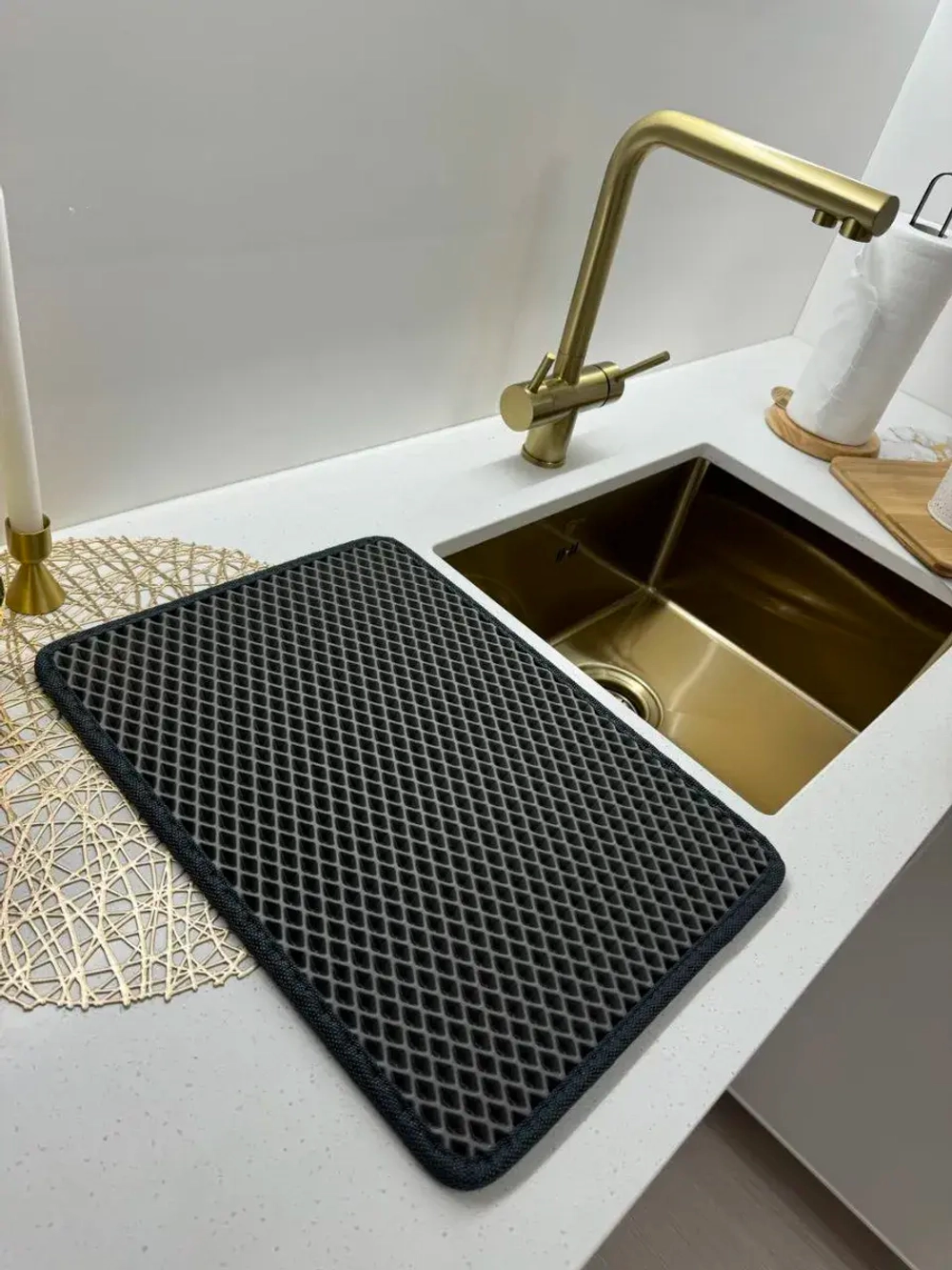 Коврик для посуды кухонные принадлежности бежевый