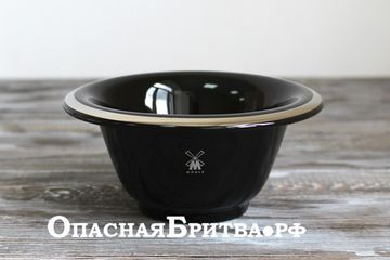 Чаша для бритья MUEHLE, черный фарфор, платиновый обод