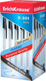 Ручка шариковая 1.0мм, чёрная "R-301 Classic Stick" (ErichKrause)