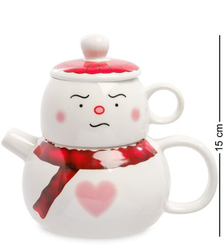 GAEM Art MUG-142/4 Набор из кружки и чайника «Романтичный снеговик»