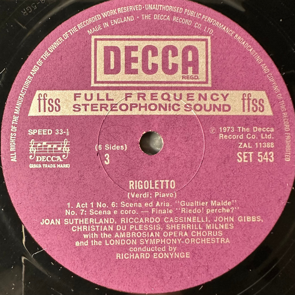 Верди - Риголлето 3LP (Англия 1973г.)