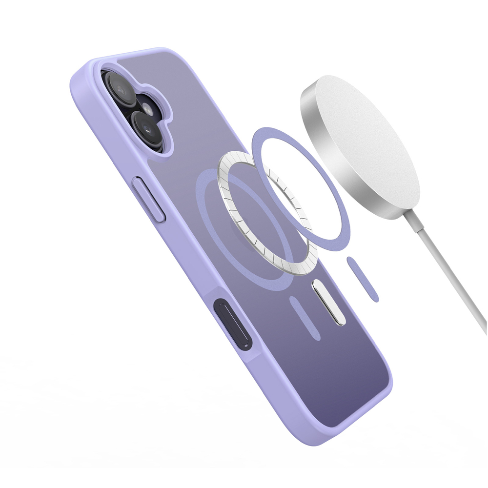 Прозрачный матовый чехол светло-фиолетовый цвет и с MagSafe для iPhone 16 Plus, серия Yind Series от Dux Ducis