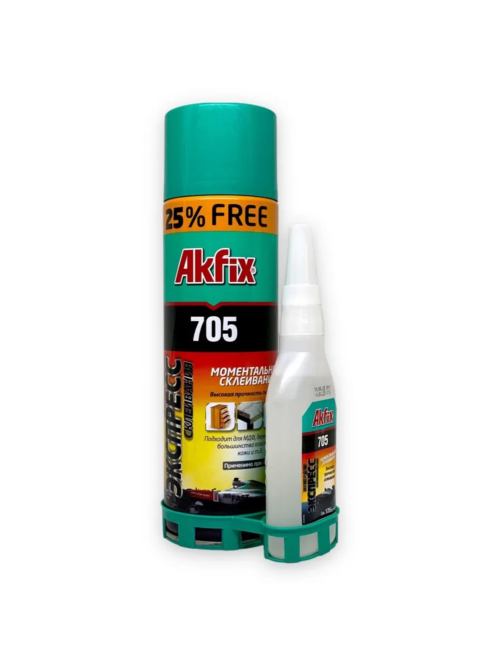 Двухкомпонентный клей Akfix 705, прозрачный, вязкий, 65г+200 мл