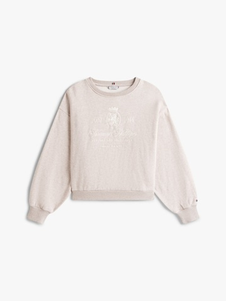 Свитшот Tommy Hilfiger Embroidered Script Crest Logo Sweatshirt Heathered Pebble