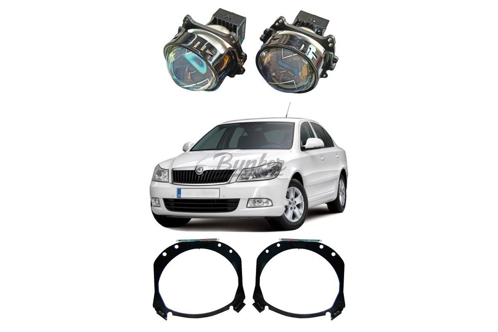 Комплект для замены штатных линз с AFS Skoda Octavia II A5 рестайлинг 2008-2013 под Bi-LED
