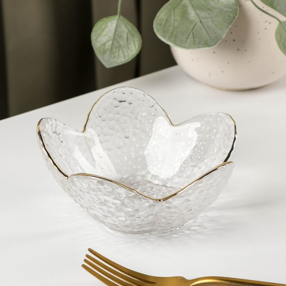 Салатник фигурный «Цветок», 150 мл, 12×5 см, стекло