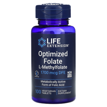 Life Extension Optimized Folate 1700 mcg DFE 100 tablets , Метил Фолат